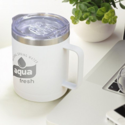 branded Zeus Vacuum Cup - 400ml, from our range of promotional Metal Coffee Cups & Mugs